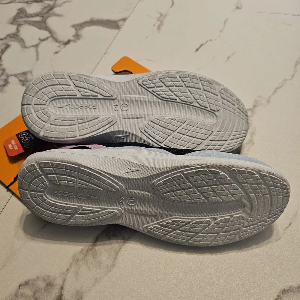 Speedo Aqua Sock Surfwalker Water Shoes Navy Pink Junior Girls Size L 4-5 NWT
